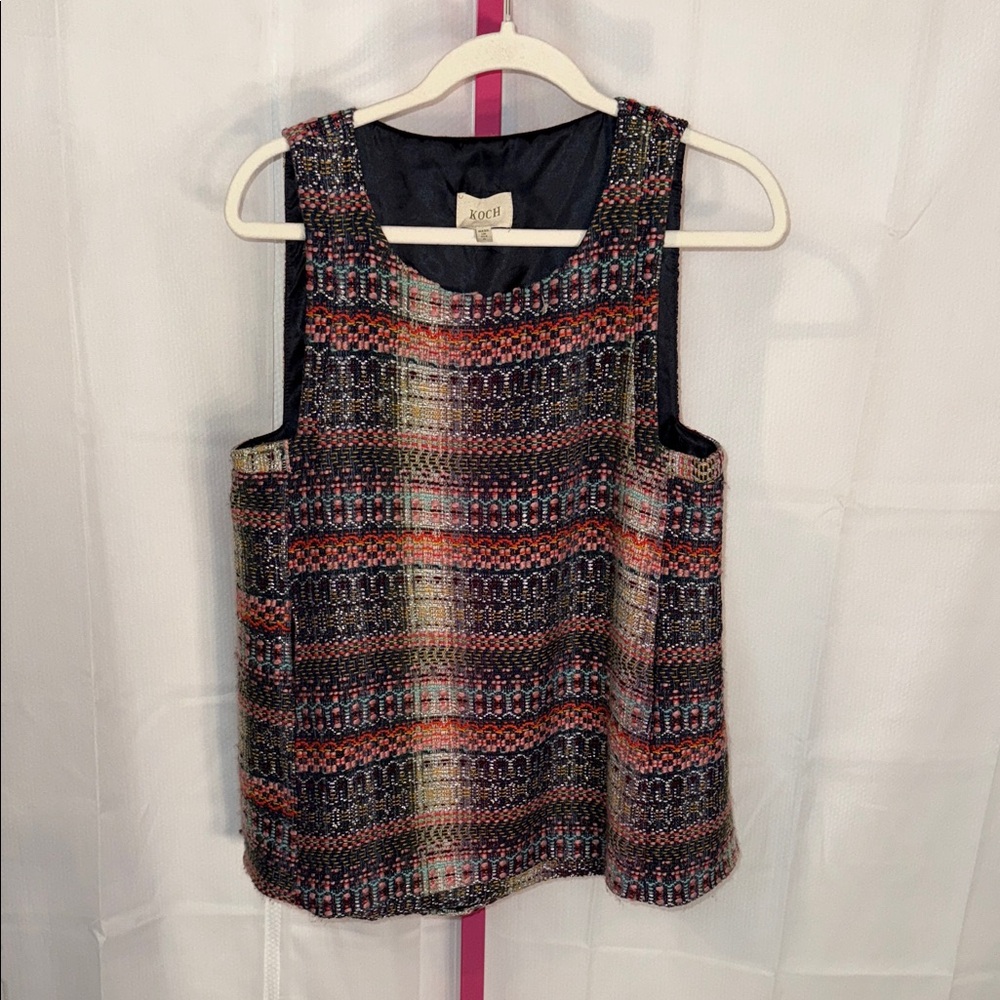 Koch‎ Vibrant Multicolor 100% Wool Tunic Sleeveless Top